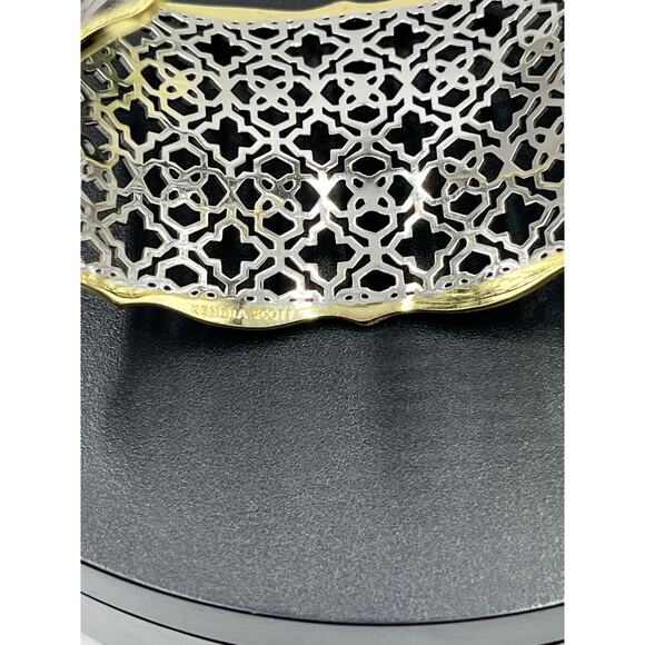 Kendra Scott Candice Two Tone Silver Gold Filigree Yellow Rose Cuff Bracelet - Picture 5 of 12